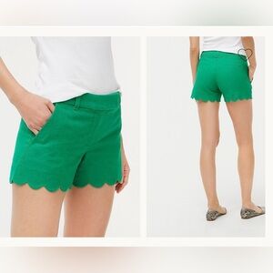 NWT JCrew Factory Scallop Hem Shorts Kelly Green 14
